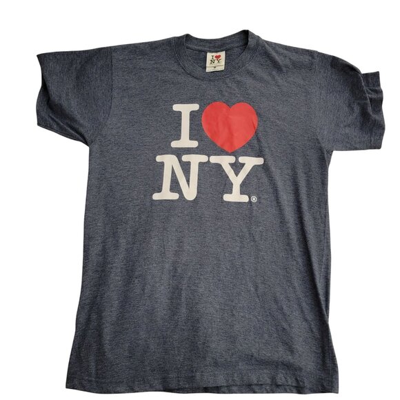 I Love NY Graphic Tee Medium Gray Cotton Polyester Blend Officially Licensed - Picture 1 of 5